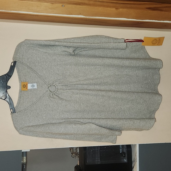 Ruby Rd Womens Size Medium Winter Luxe Cream/ivory Latte Metallic Top - Tunic - Picture 1 of 5